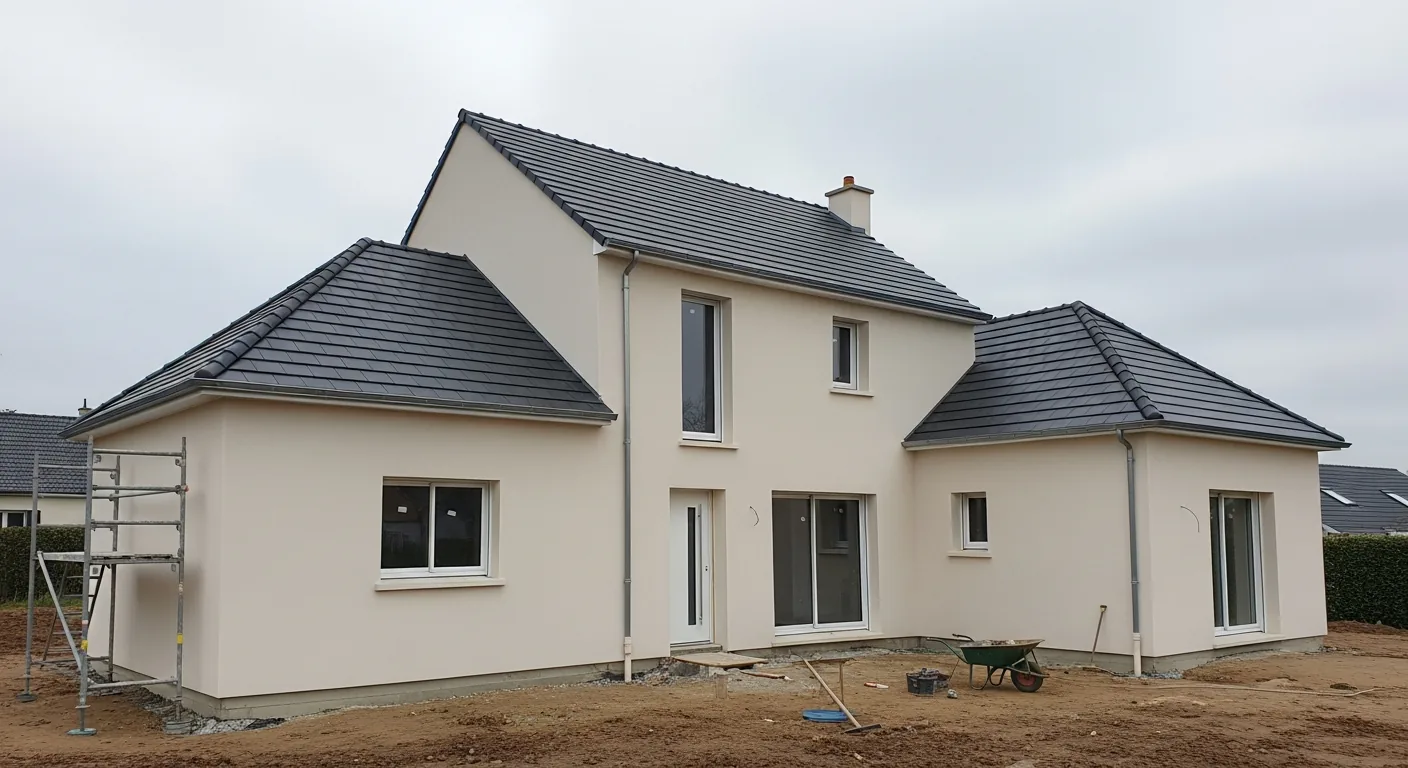 Maison individuelle neuve en fin de chantier avant la déclaration d'achèvement des travaux